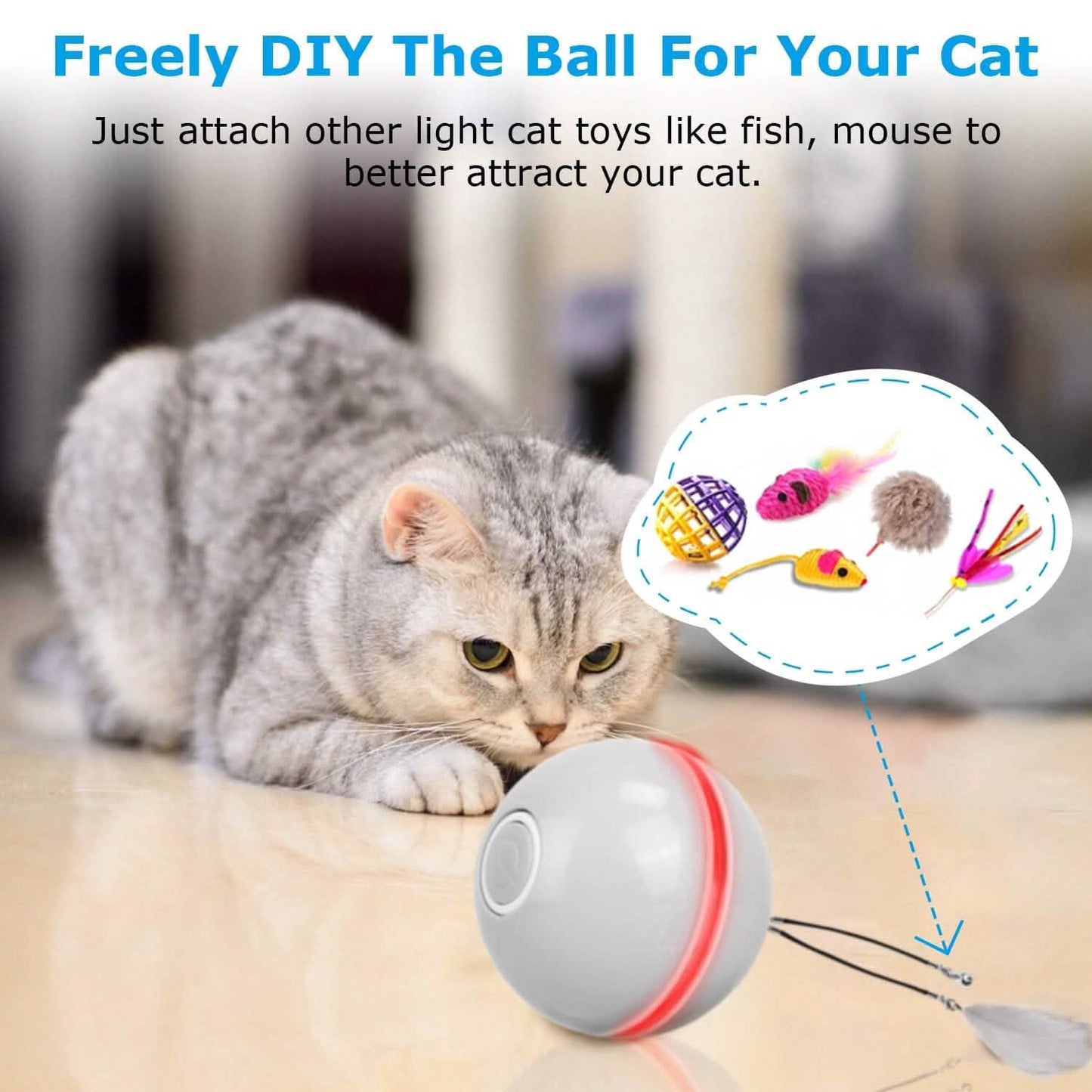 Cat Teaser Ball Automatic Self Rotating Interactive Cat Motion Exercise Toy DailySale
