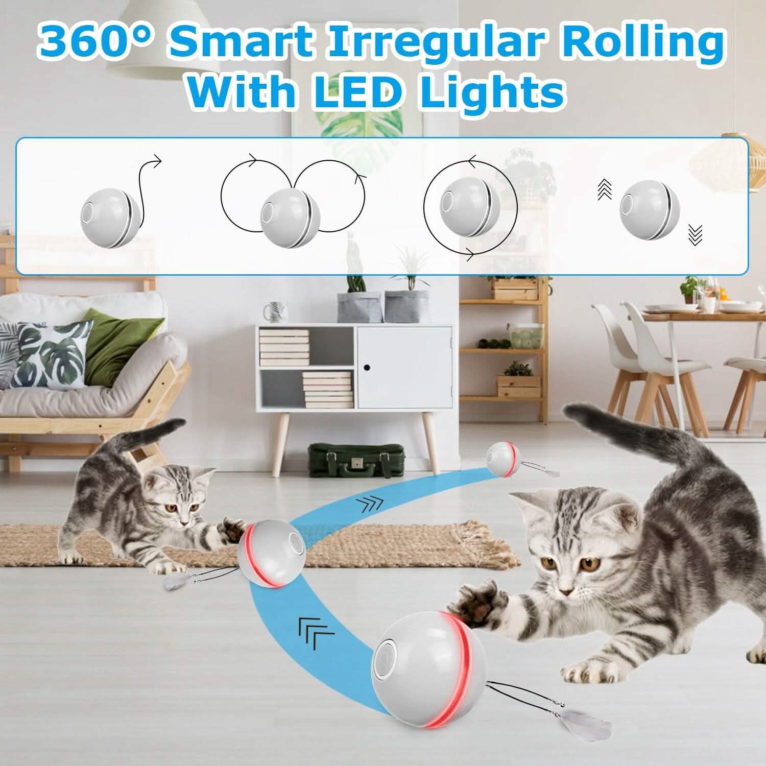 Cat Teaser Ball Automatic Self Rotating Interactive Cat Motion Exercise Toy DailySale