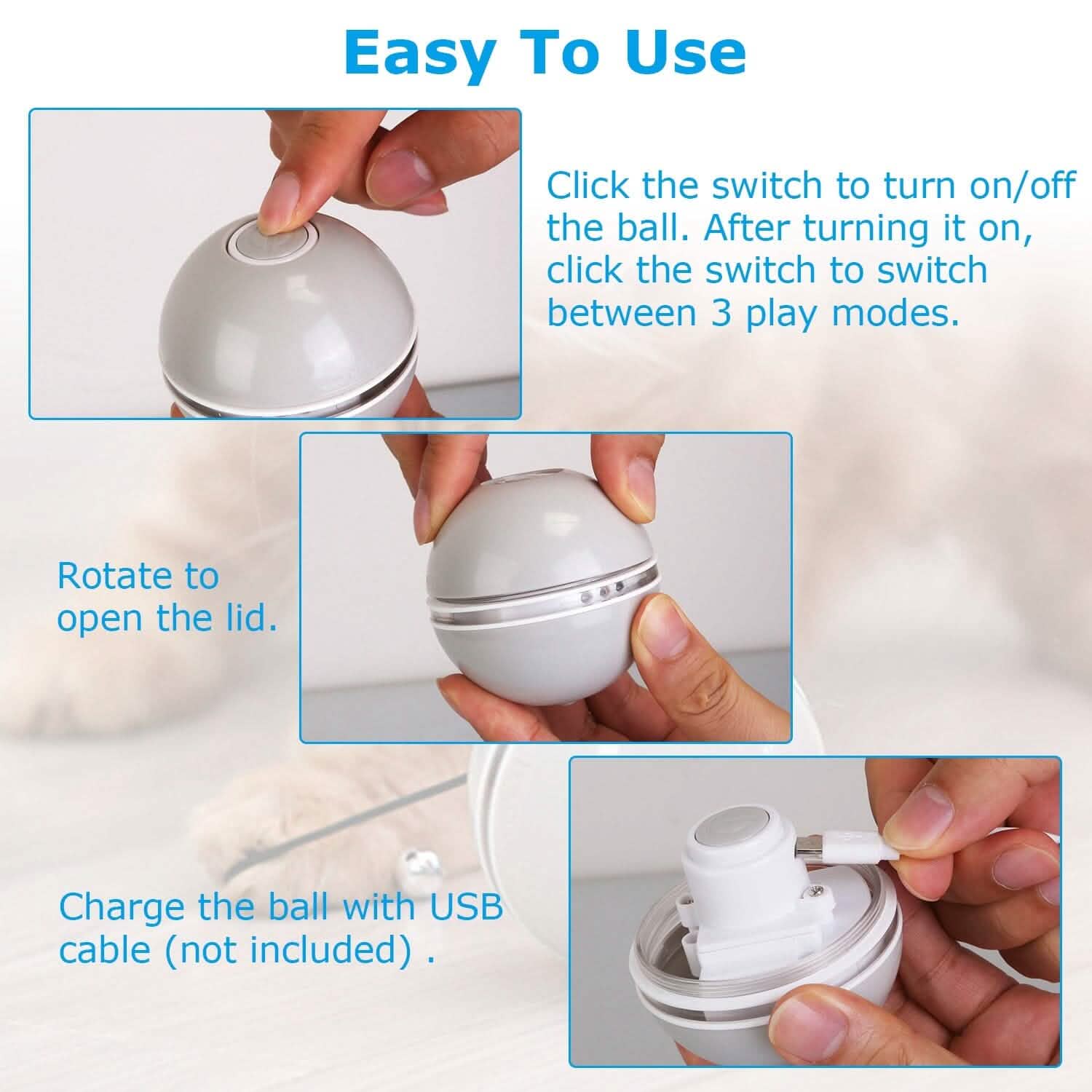 Cat Teaser Ball Automatic Self Rotating Interactive Cat Motion Exercise Toy DailySale
