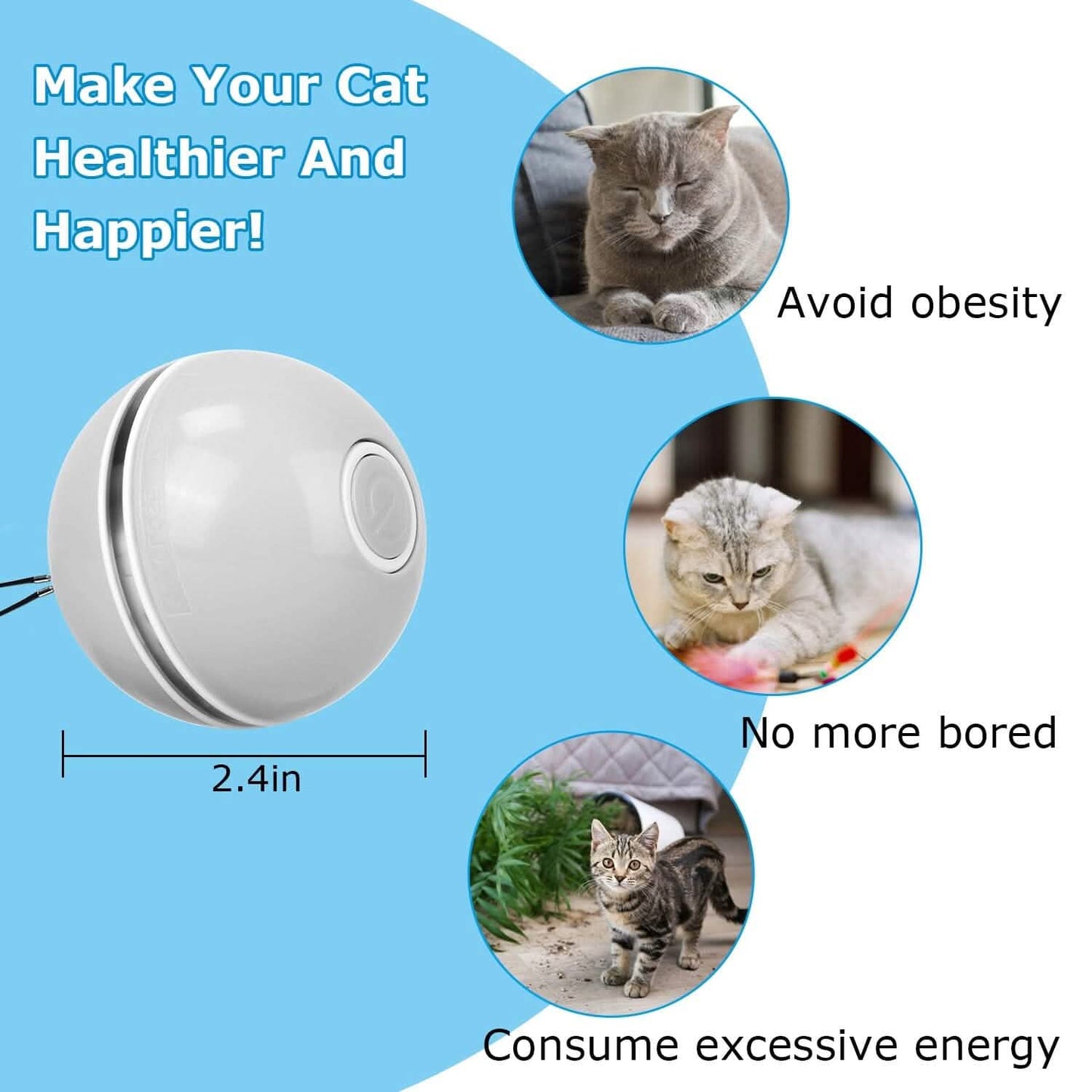 Cat Teaser Ball Automatic Self Rotating Interactive Cat Motion Exercise Toy DailySale