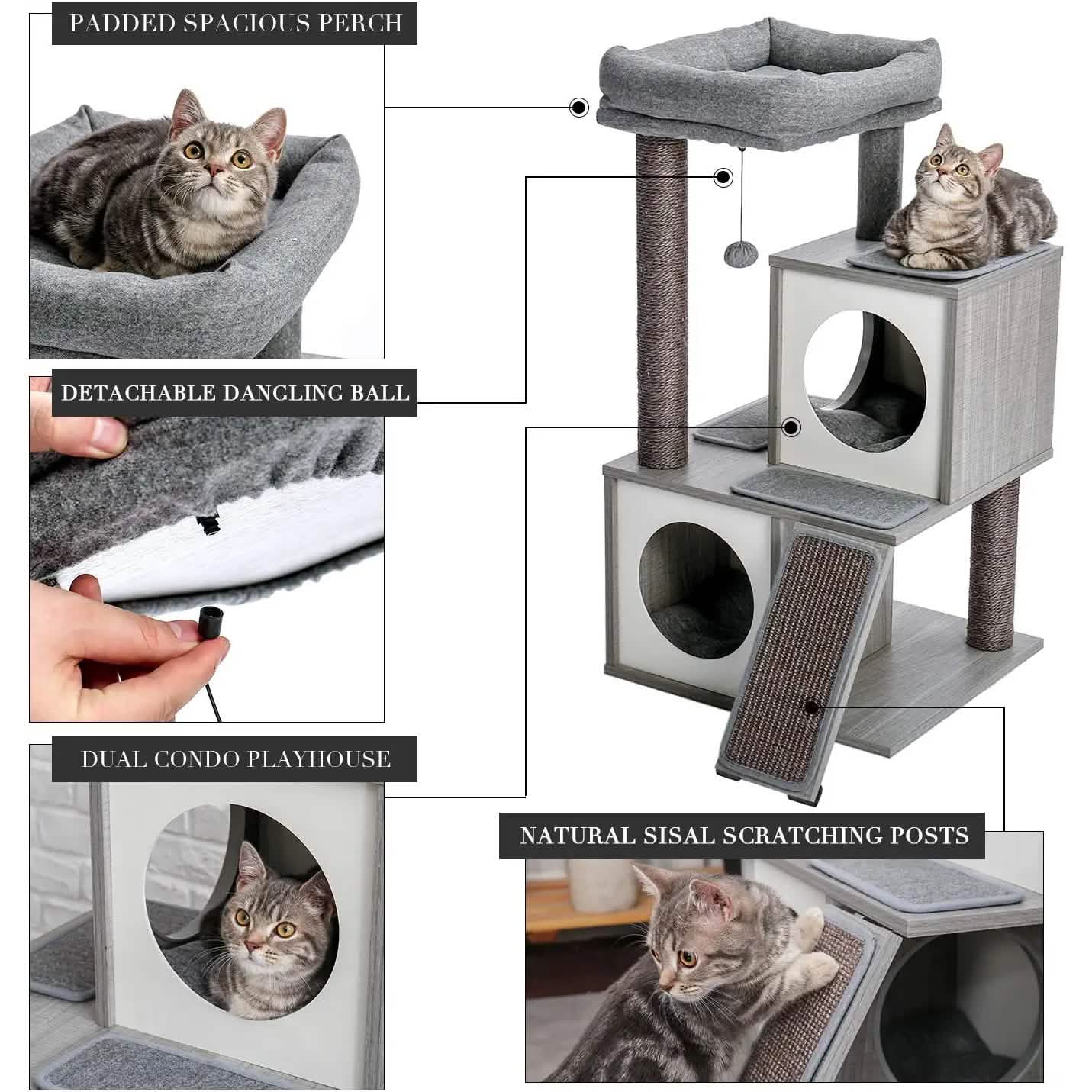 Cat Tree Deluxe 34" Cat Tower DailySale