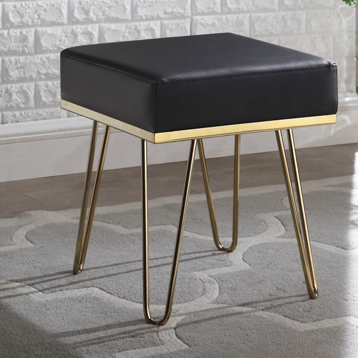 Catheau Square Ottoman Brass Finished Frame Hairpin Legs DailySale