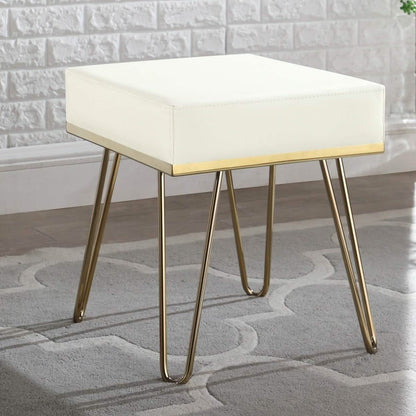 Catheau Square Ottoman Brass Finished Frame Hairpin Legs DailySale