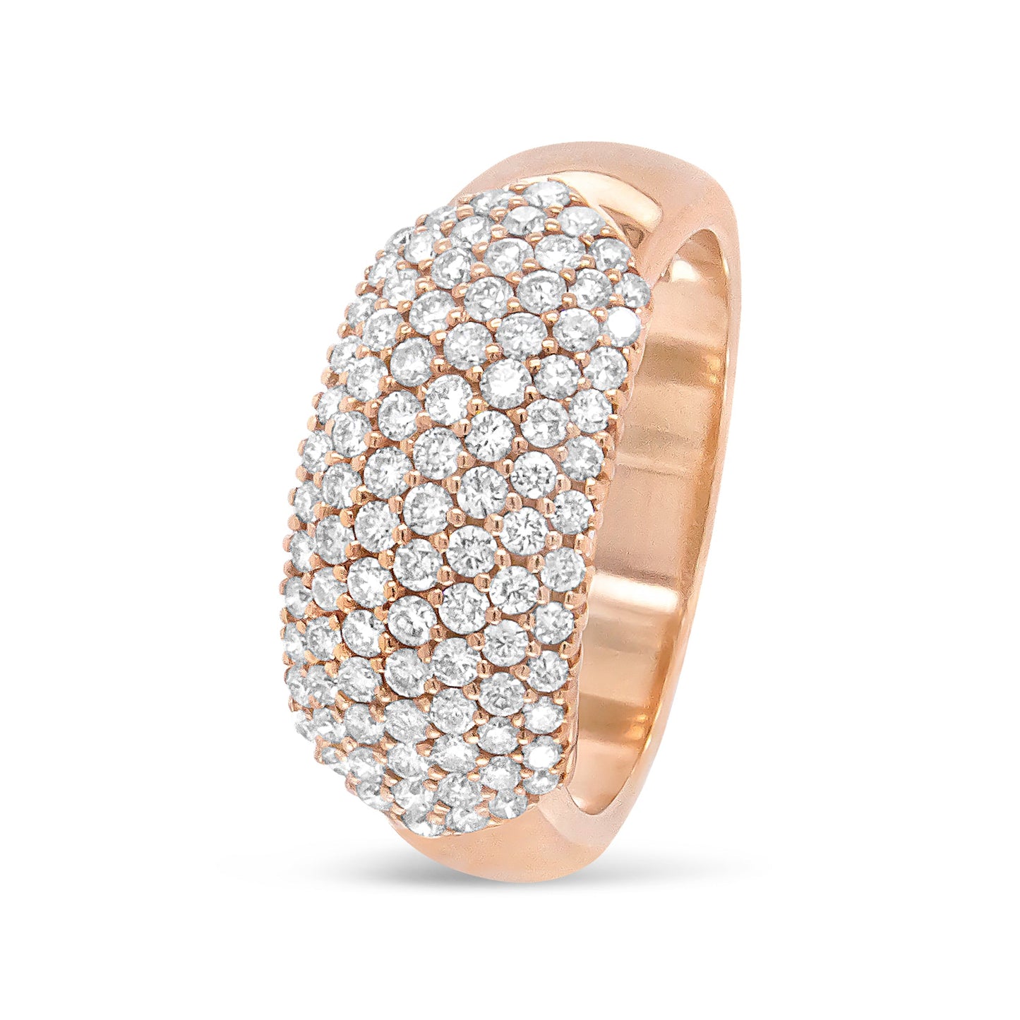 18K Rose Gold 1.00 Cttw Diamond Multi Row Dome Band Ring (F-G Color, VS1-VS2 Clarity) - Ring size 7 Bids.com