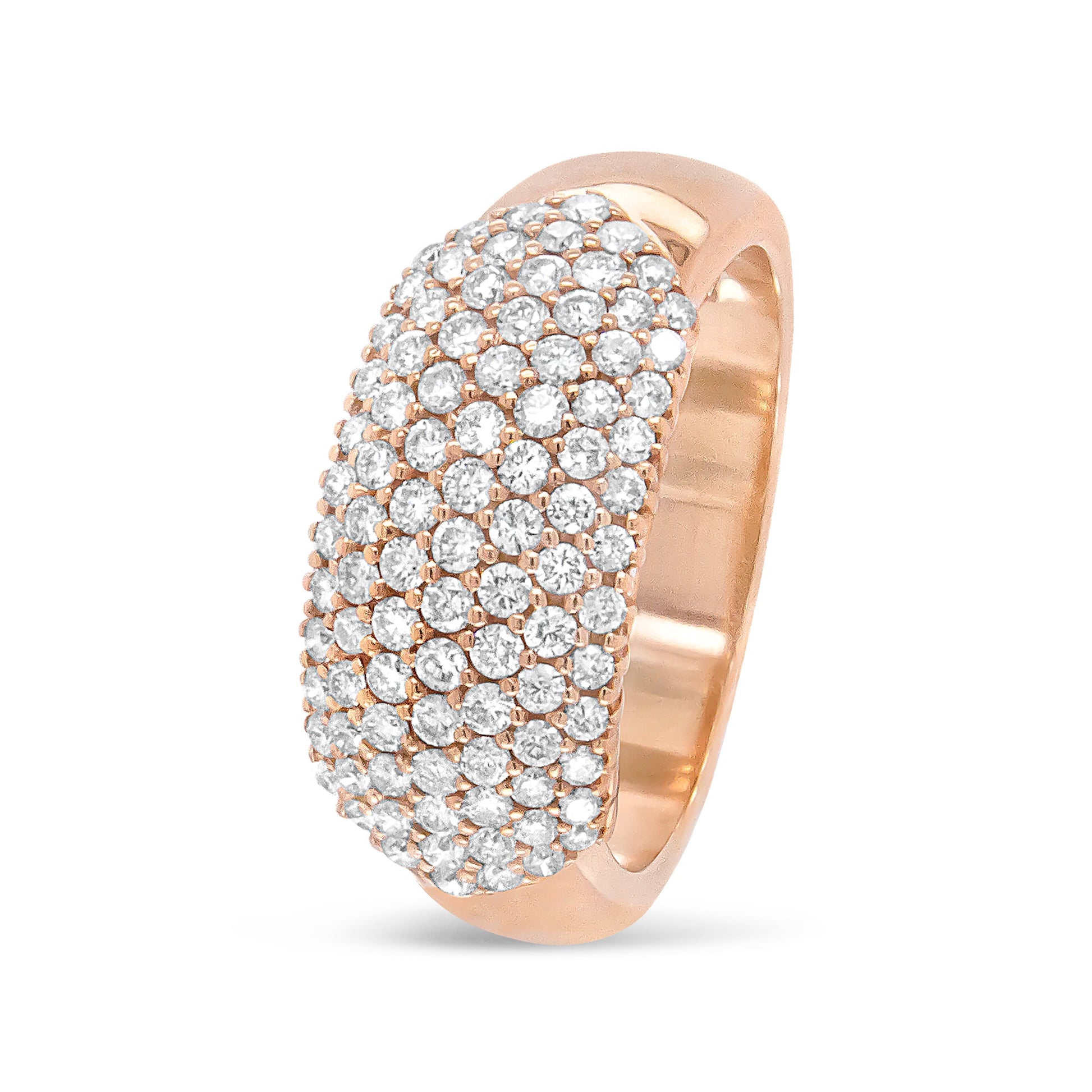 18K Rose Gold 1.00 Cttw Diamond Multi Row Dome Band Ring (F-G Color, VS1-VS2 Clarity) - Ring size 7 Bids.com