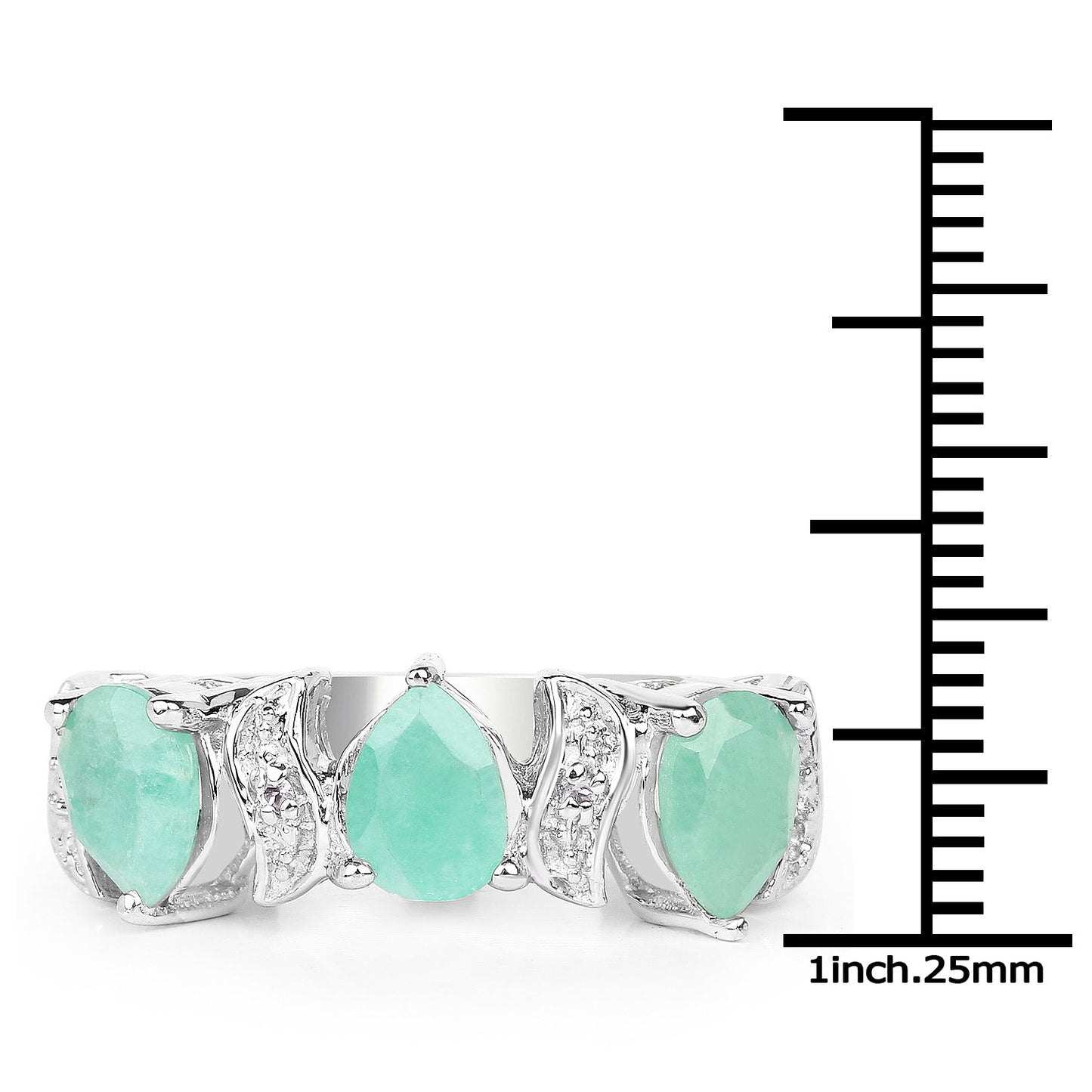 1.87 Carat Genuine Emerald and White Topaz .925 Sterling Silver Ring Bids.com