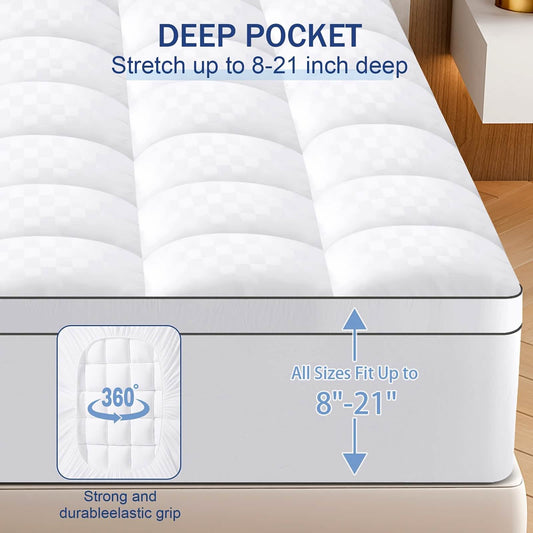 Extra Thick Mattress Topper – Soft, Cooling & Breathable (Multiple Sizes & Colors) DailySale