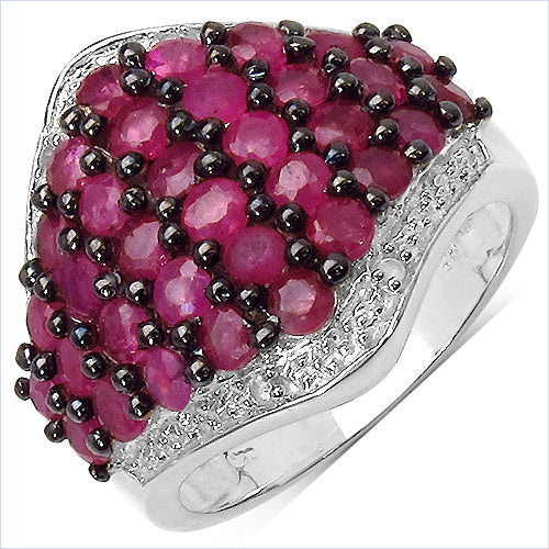 2.76 Carat Genuine Ruby & White Topaz .925 Sterling Silver Ring Bids.com