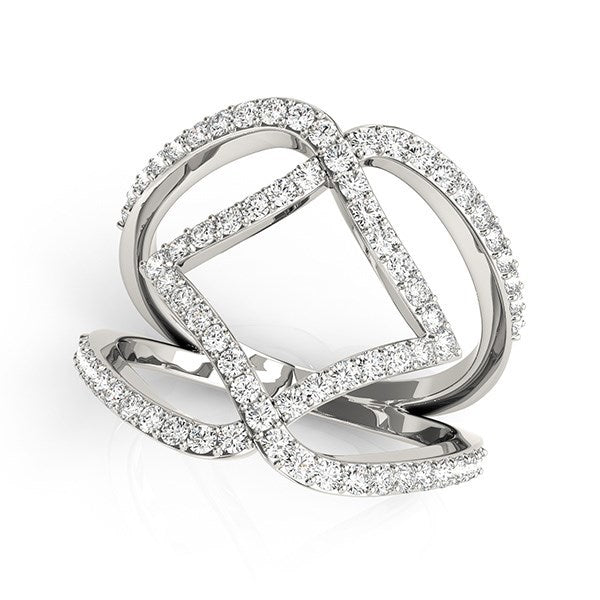 14k White Gold Entwined Design Diamond Dual Band Ring (3/4 cttw) Bids.com