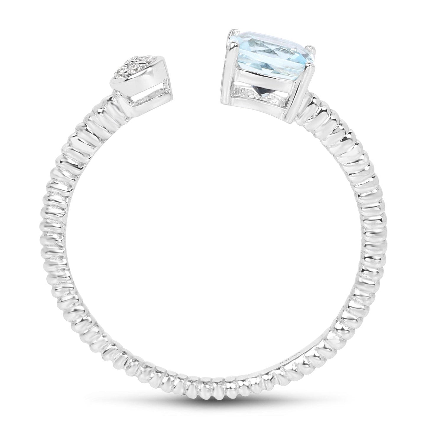 0.52 Carat Genuine Aquamarine and White Diamond 14K White Gold Ring Bids.com