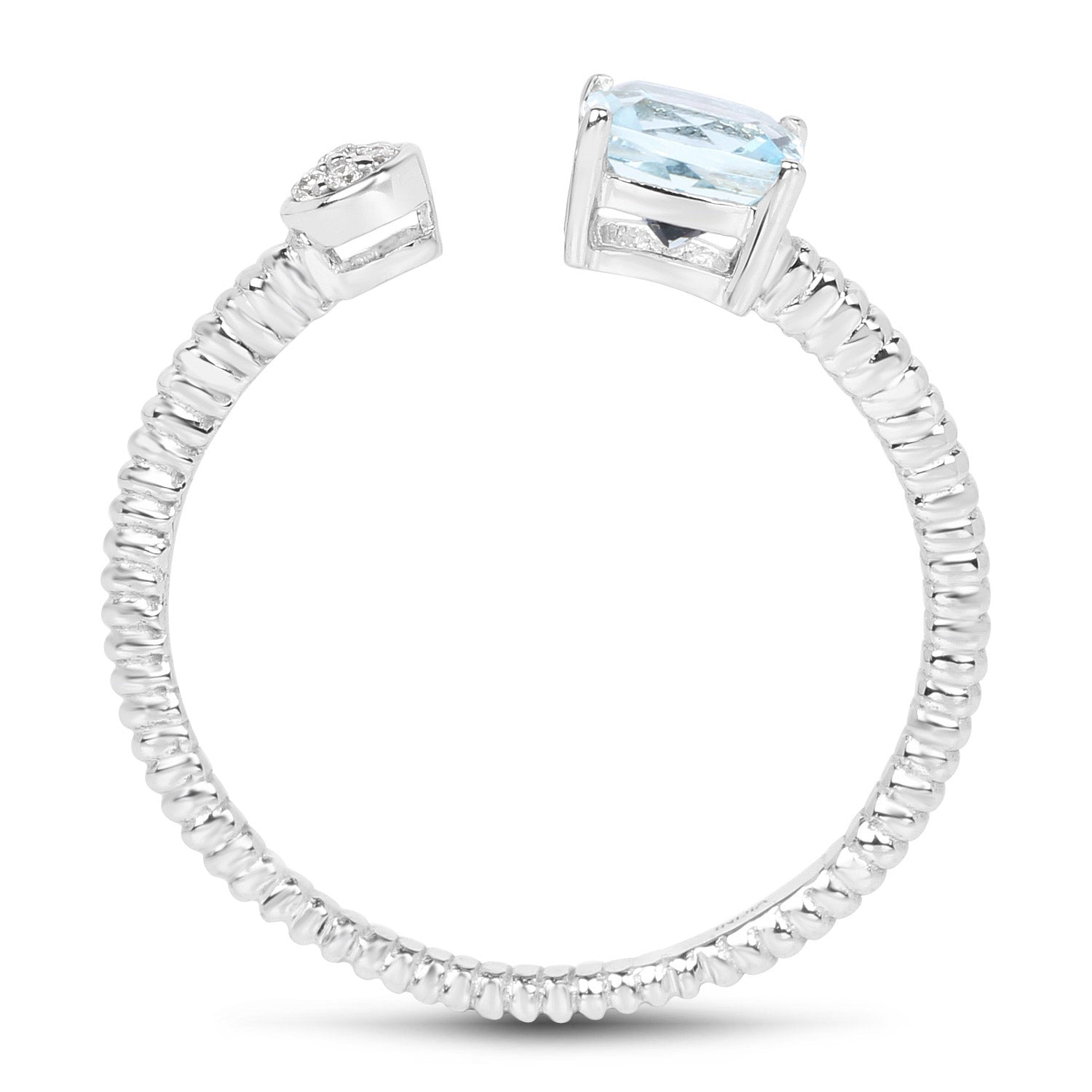 0.52 Carat Genuine Aquamarine and White Diamond 14K White Gold Ring Bids.com