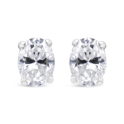 14K White Gold 1.00 Cttw Lab Grown Oval Solitaire Diamond Stud Earrings (F-G Color, VS2-SI1 Clarity) Bids.com