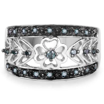 0.31 Carat Genuine Blue Diamond .925 Sterling Silver Ring Bids.com