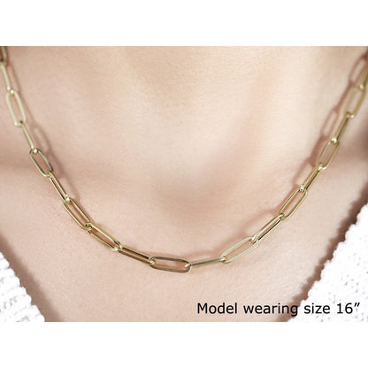 14K Yellow Gold Bold Paperclip Chain (4.2 mm) Bids.com