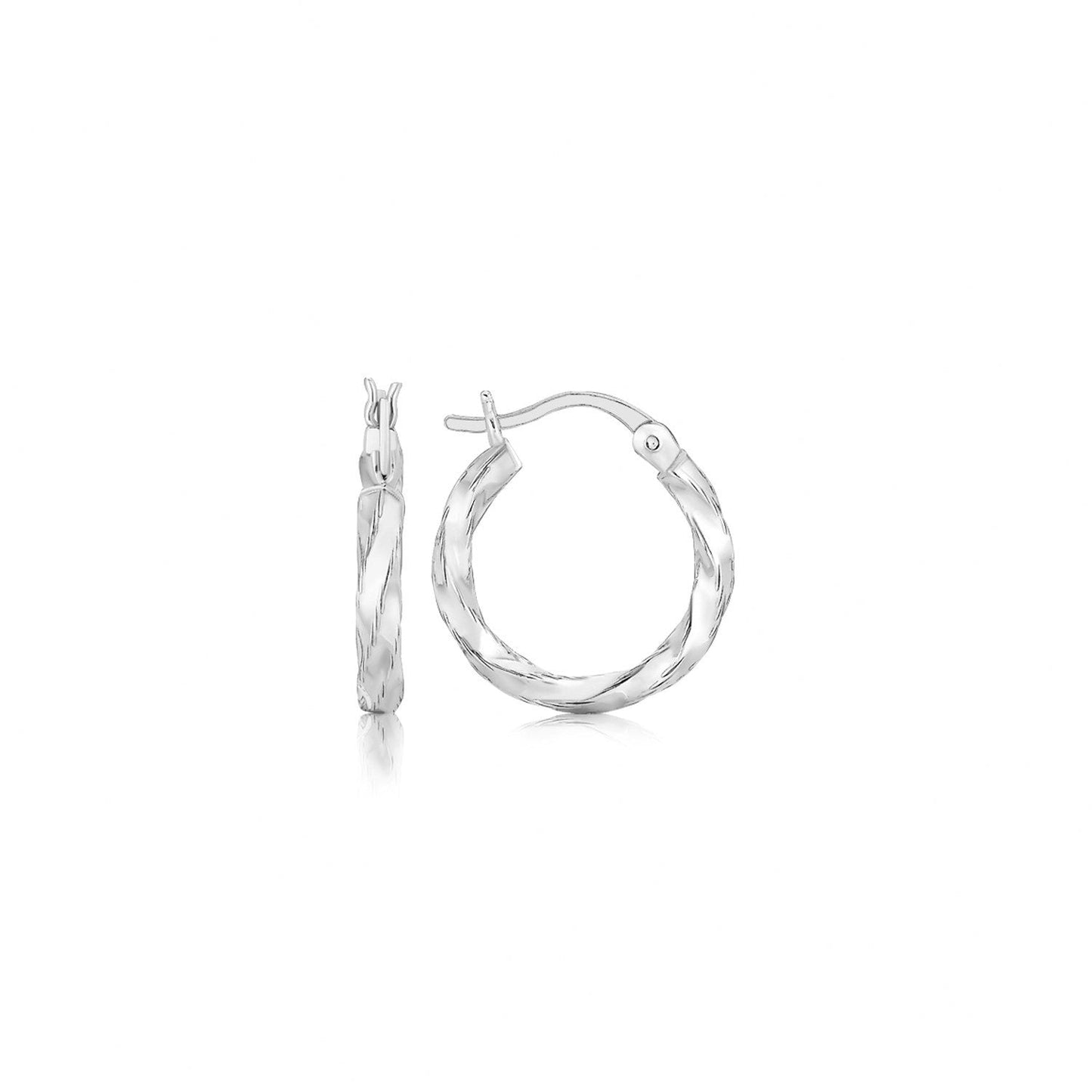 Sterling Silver Polished Twist Design Hoop Earrings Bids.com