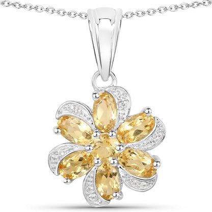 7.92 Carat Genuine Citrine and White Topaz .925 Sterling Silver 3 Piece Jewelry Set (Ring, Earrings, and Pendant w/ Chain) Bids.com