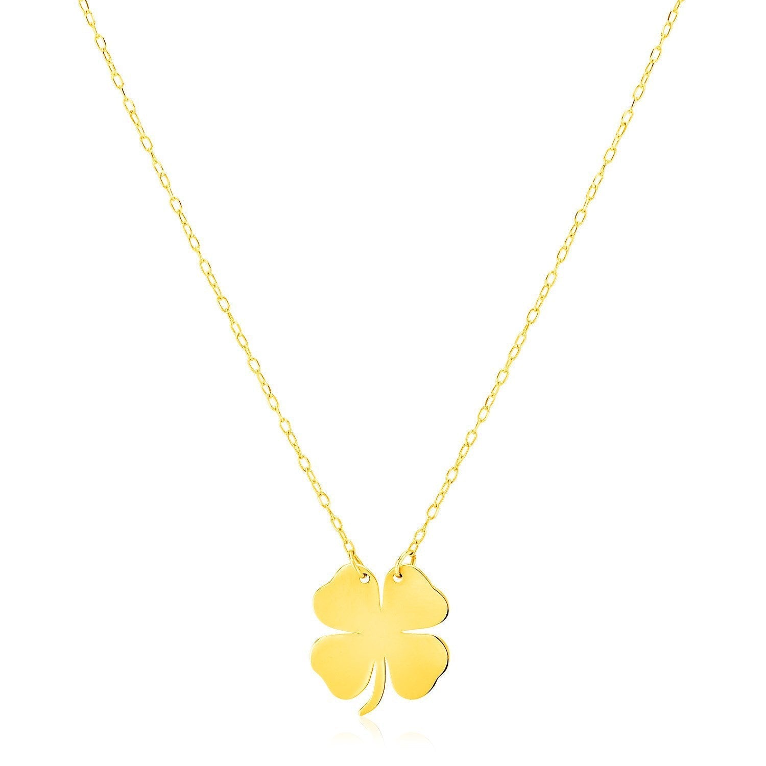 14K Yellow Gold Four Leaf Clover Necklace Bids.com