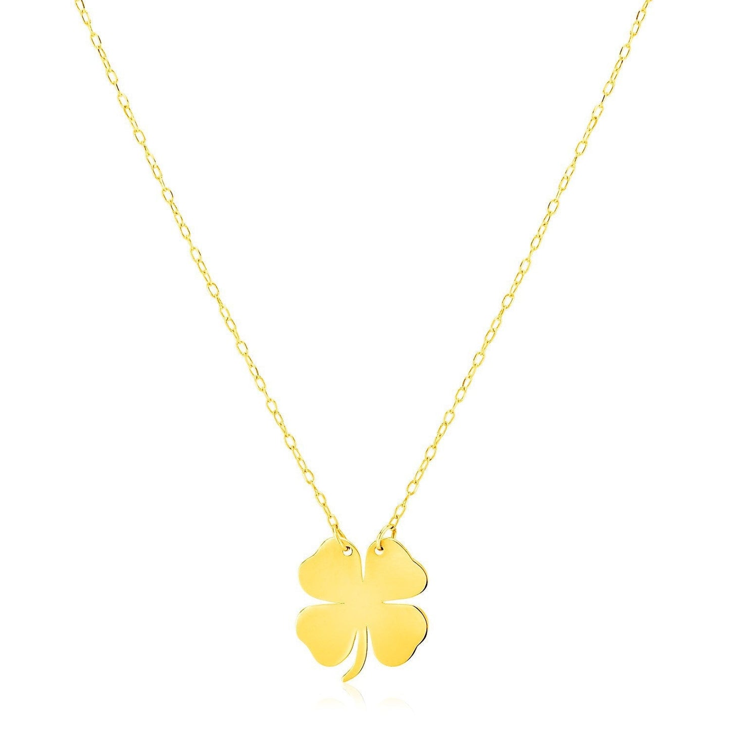 14K Yellow Gold Four Leaf Clover Necklace Bids.com