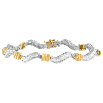 Original Classics 10K Two-Tone Gold Baguette Cut Diamond Spiral Bracelet (2.00 cttw, H-I Color, I1-I2 Clarity) Bids.com