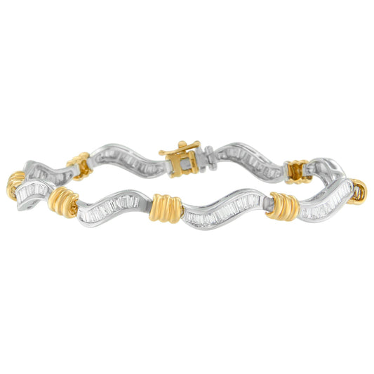 Original Classics 10K Two-Tone Gold Baguette Cut Diamond Spiral Bracelet (2.00 cttw, H-I Color, I1-I2 Clarity) Bids.com