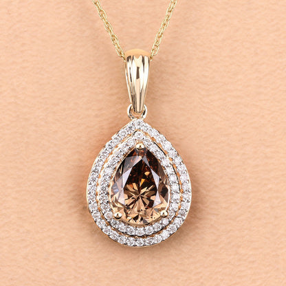 IGI Certified 2.01 Carat Genuine Brown Diamond Center and 0.29cttw White Diamond 18K Yellow Gold Pendant (2.30cttw) Bids.com