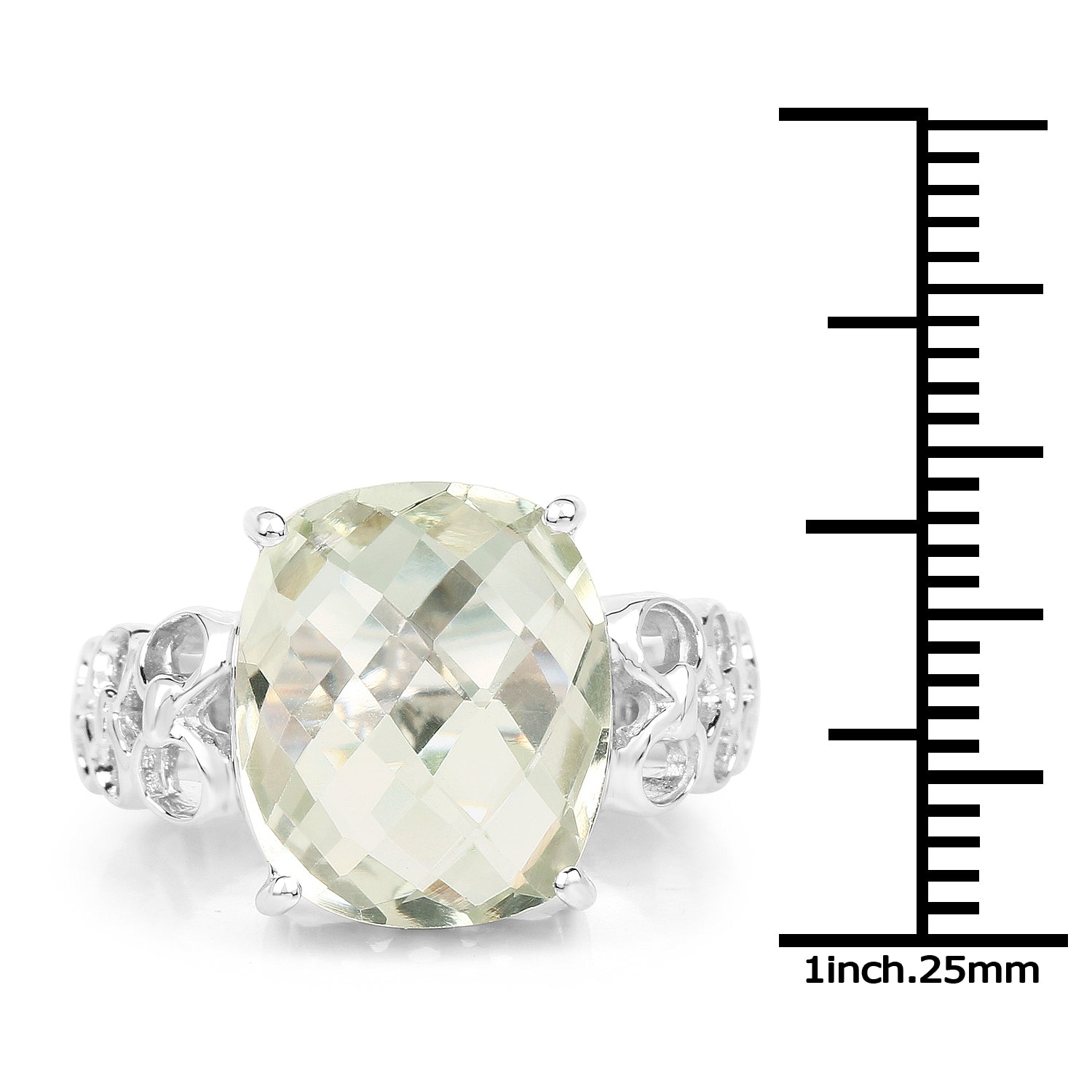 6.74 Carat Genuine Green Amethyst .925 Sterling Silver Ring Bids.com