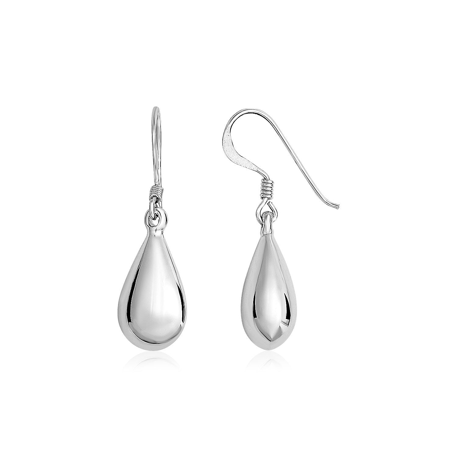 Sterling Silver Polished Puffed Teardrop Dangle Earrings Bids.com