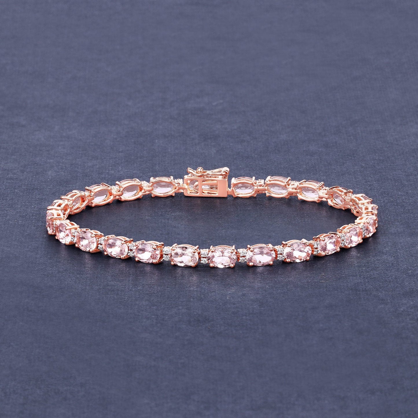 8.95 Carat Genuine Morganite and White Diamond 14K Rose Gold Bracelet Bids.com