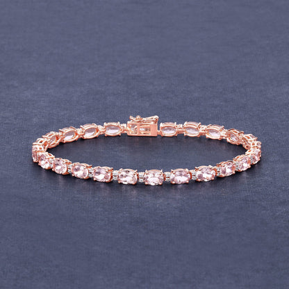 8.95 Carat Genuine Morganite and White Diamond 14K Rose Gold Bracelet Bids.com