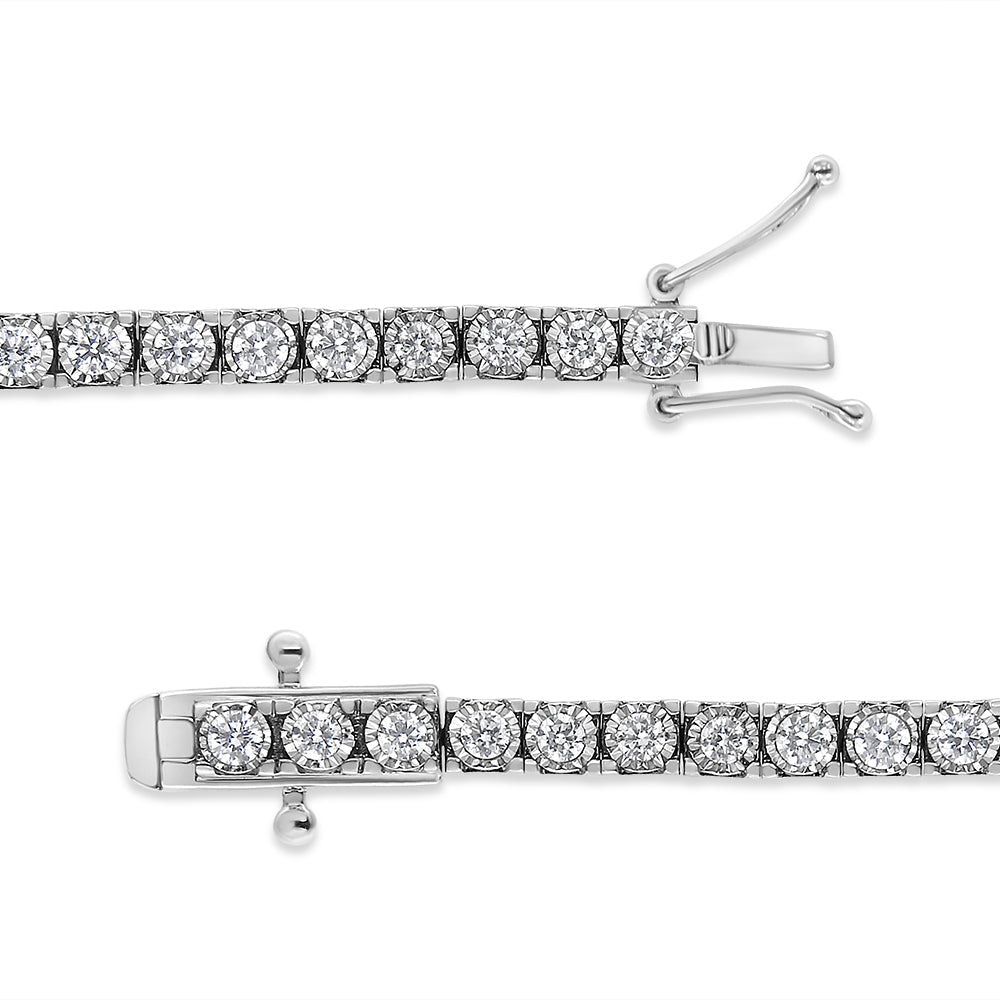 14K White Gold 2.0 Cttw Miracle Set Round-Cut Lab Grown Diamond Illusion 7" Tennis Bracelet (F-G Color, VS2-SI1 Clarity) Bids.com