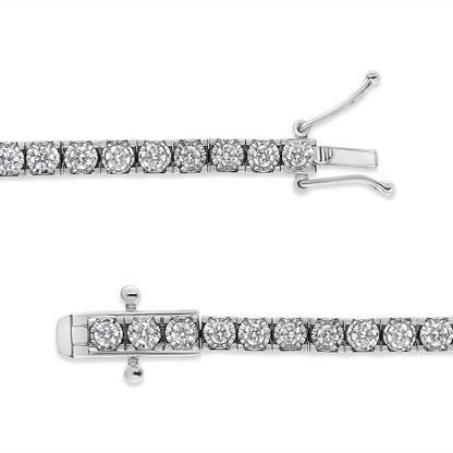 14K White Gold 2.0 Cttw Miracle Set Round-Cut Lab Grown Diamond Illusion 7" Tennis Bracelet (F-G Color, VS2-SI1 Clarity) Bids.com