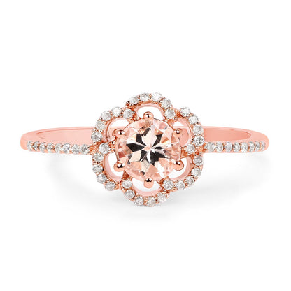 0.54 Carat Genuine Morganite and White Diamond 14K Rose Gold Ring Bids.com
