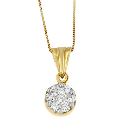 14K Yellow Gold 1/2 cttw Round Cut Diamond Circle Pendant Necklace (H-I, I1-I2) Bids.com