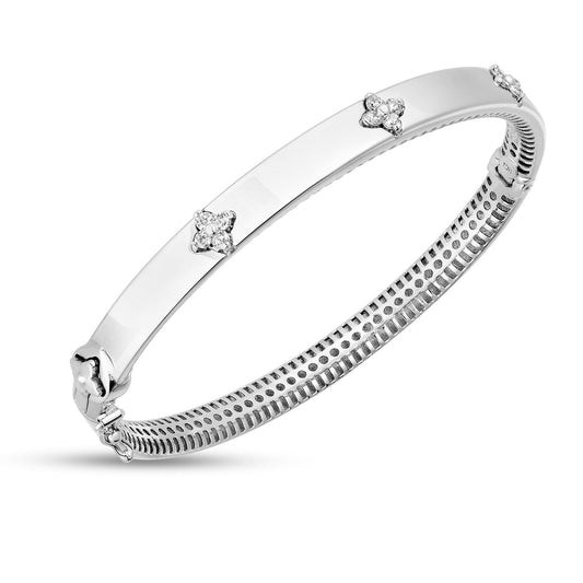 14k White Gold Trilogy Diamond Bangle (5.40 mm) Bids.com