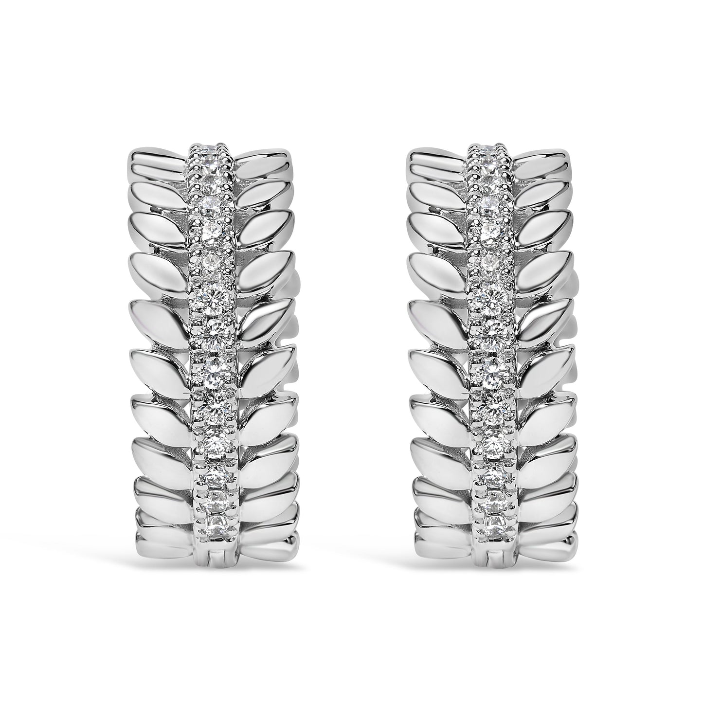 14K White Gold 1/4 Cttw Lab Grown Diamond Leafy Wreath Hoop Earrings (F-G Color, VS1-VS2 Clarity) Bids.com