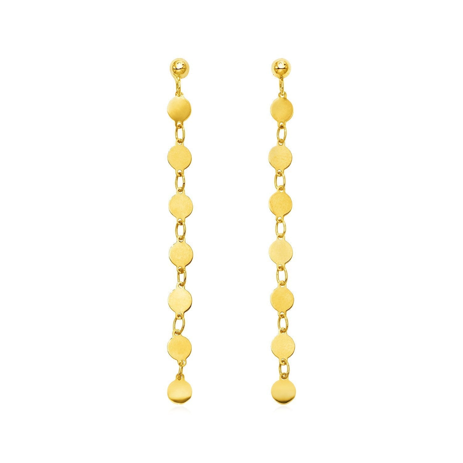 14k Yellow Gold Post Dangle Earrings with Polished Circles Bids.com