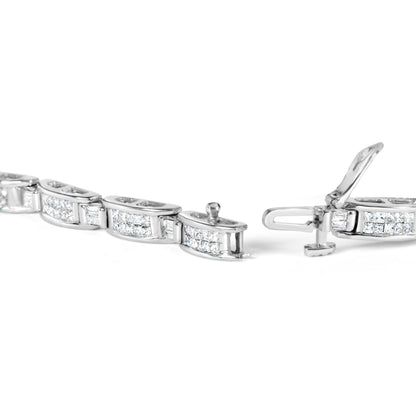 14K White Gold 2.0 Cttw Baguette and Princess-Cut Diamond Tennis Bracelet (H-I Color, SI1-SI2 Clarity) - 7" Bids.com