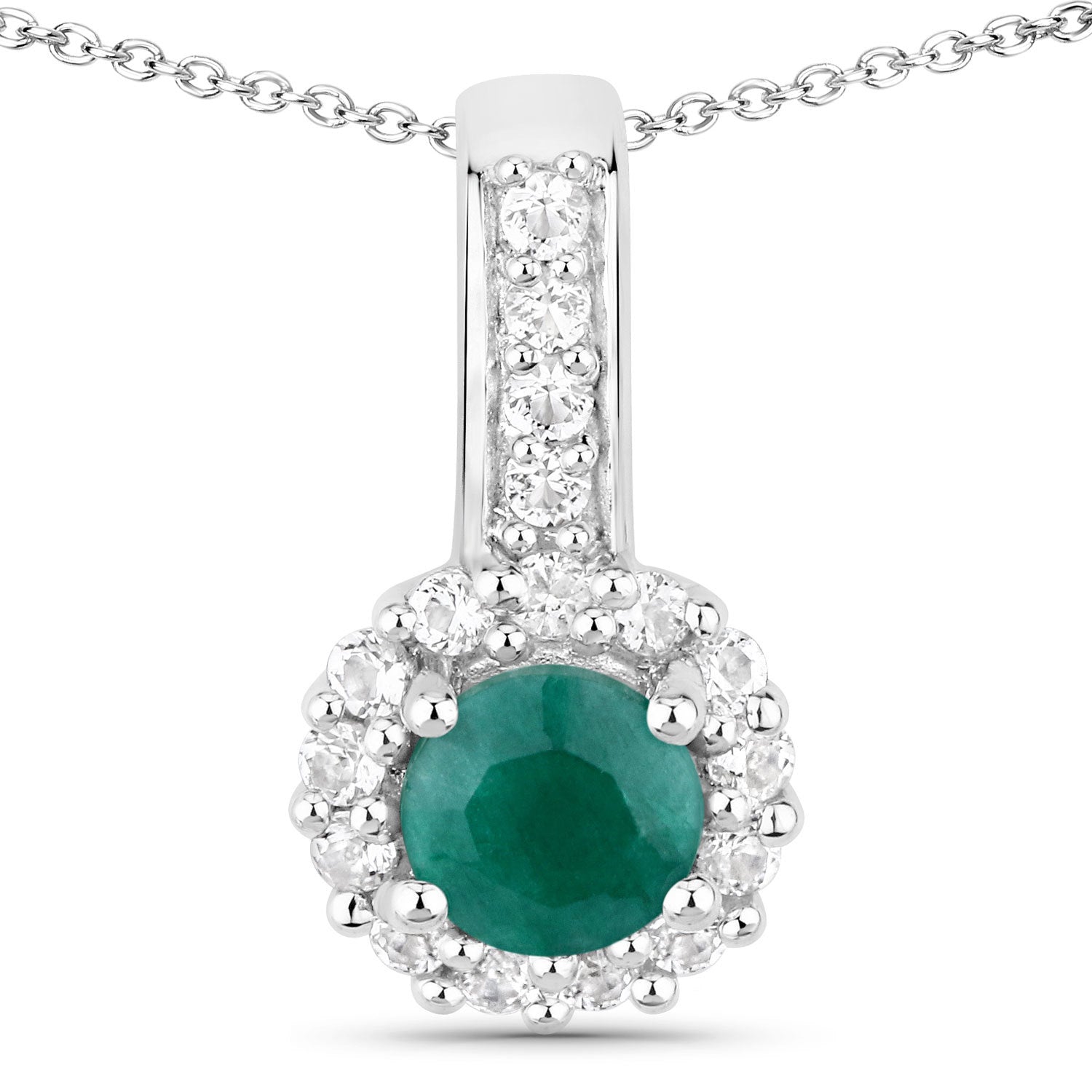 1.81 Carat Dyed Emerald and White Topaz .925 Sterling Silver Jewelry Set Bids.com