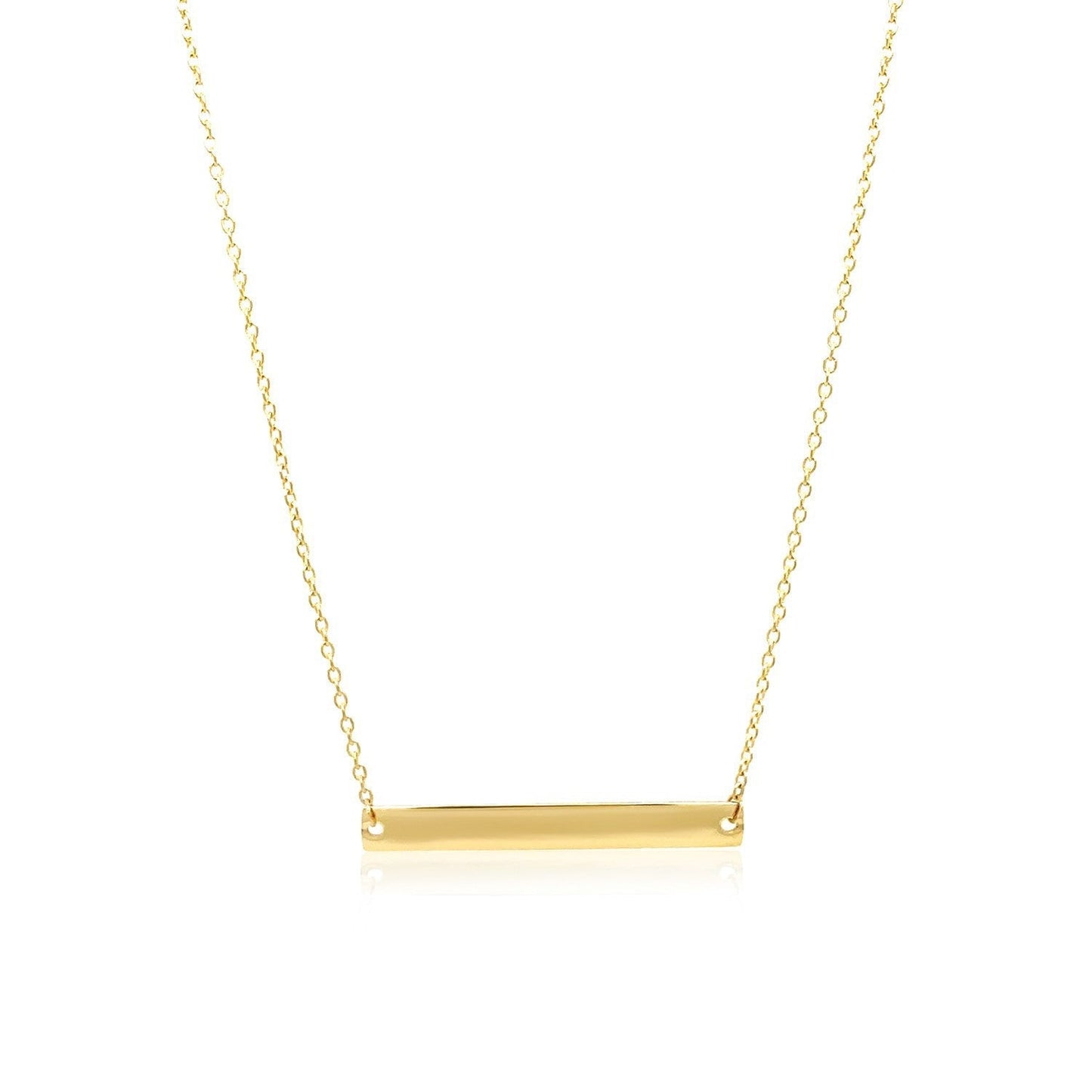 14k Yellow Gold Smooth Flat Horizontal Bar Style Necklace Bids.com