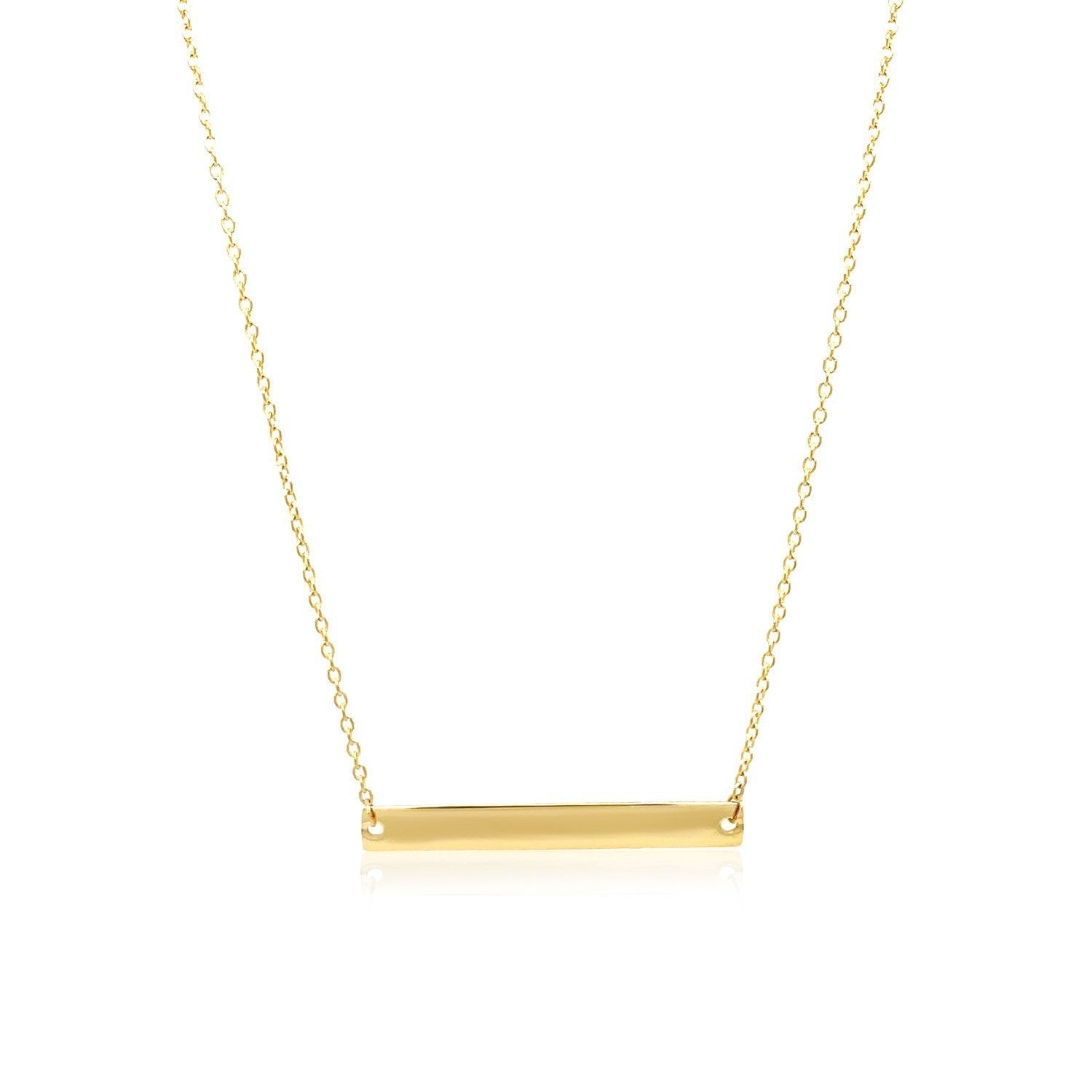 14k Yellow Gold Smooth Flat Horizontal Bar Style Necklace Bids.com