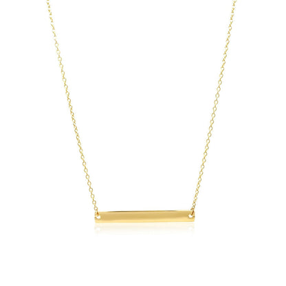 14k Yellow Gold Smooth Flat Horizontal Bar Style Necklace Bids.com