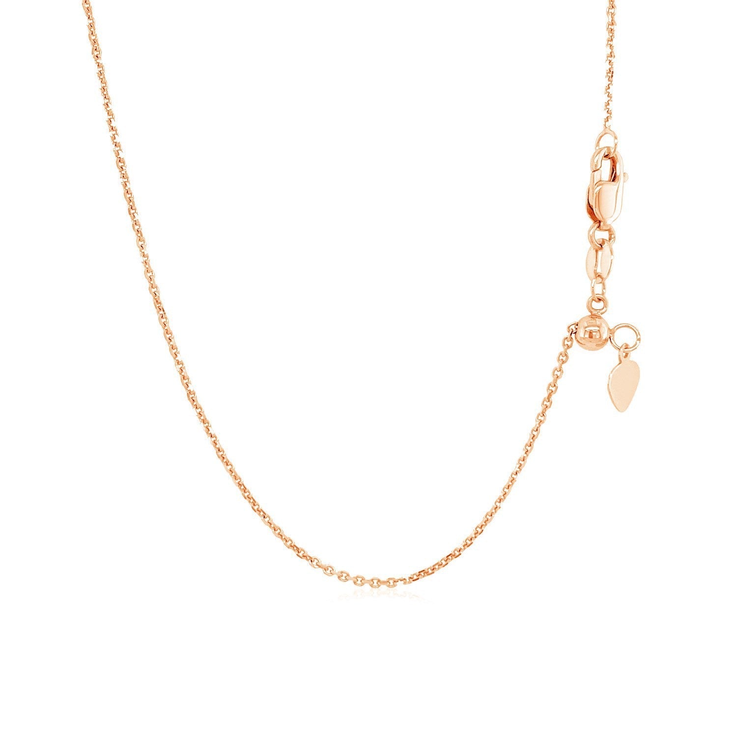 14k Rose Gold Adjustable Cable Chain 0.9mm Bids.com