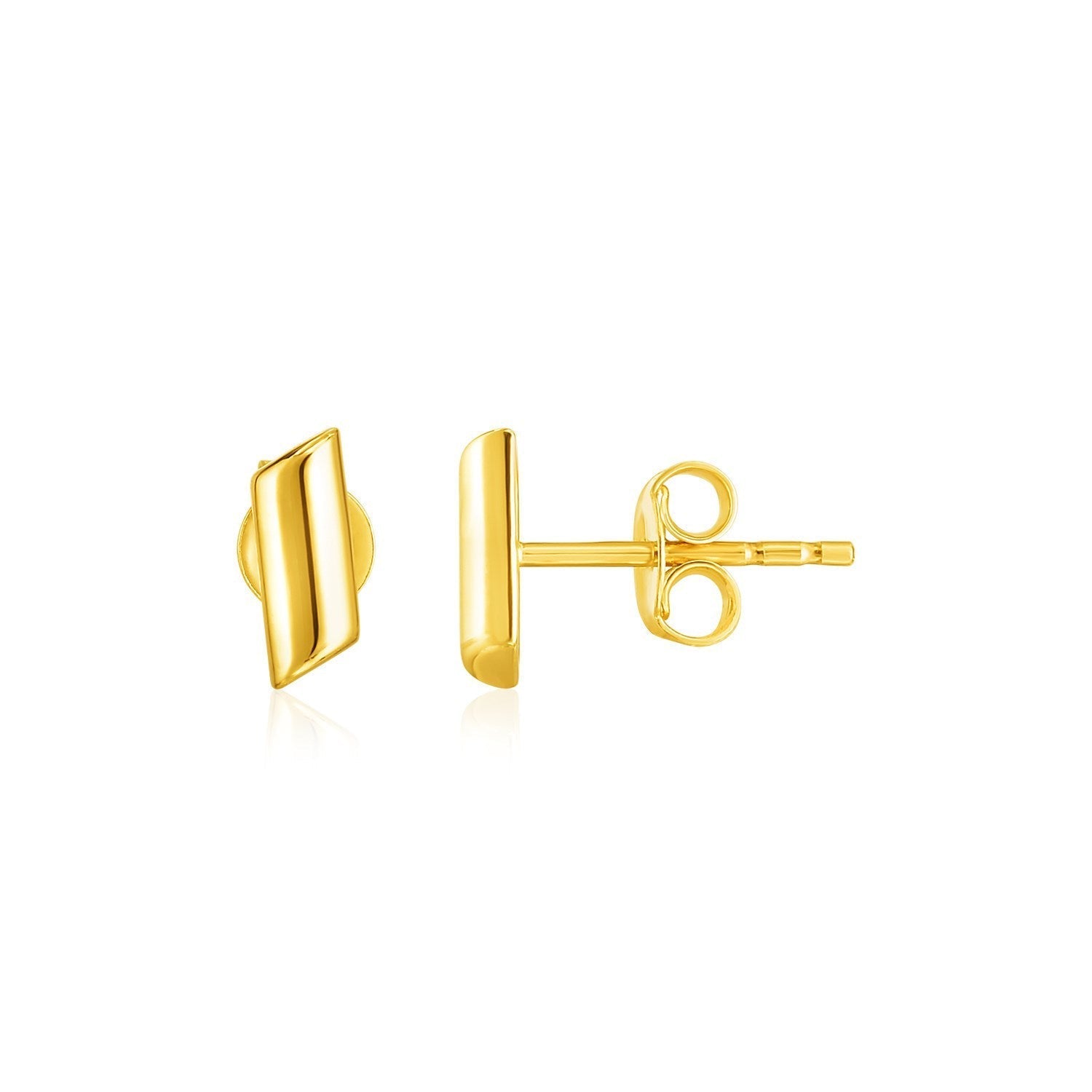14k Yellow Gold Polished Rectangular Post Earrings Bids.com