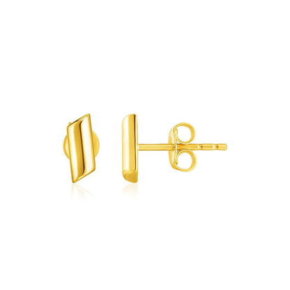14k Yellow Gold Polished Rectangular Post Earrings Bids.com