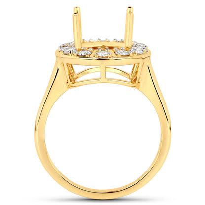 0.42 Carat Genuine White Diamond 14K Yellow Gold Semi Mount Ring - holds 11x9mm Oval Gemstone Bids.com