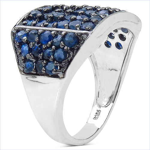 2.86 Carat Genuine Blue Sapphire .925 Sterling Silver Ring Bids.com