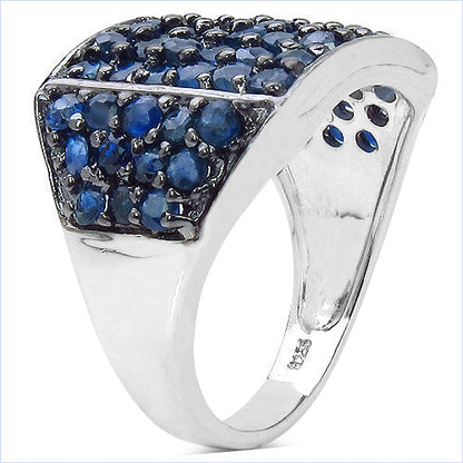 2.86 Carat Genuine Blue Sapphire .925 Sterling Silver Ring Bids.com