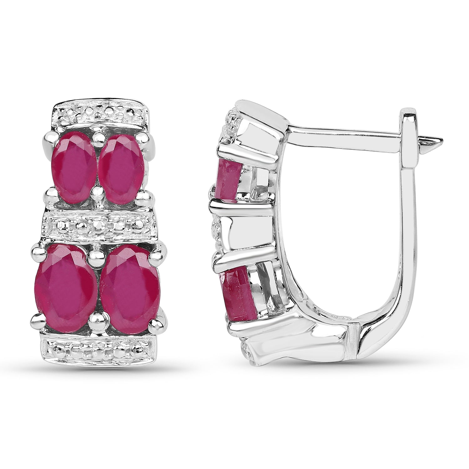 3.20 Carat Glass Filled Ruby .925 Sterling Silver Earrings Bids.com