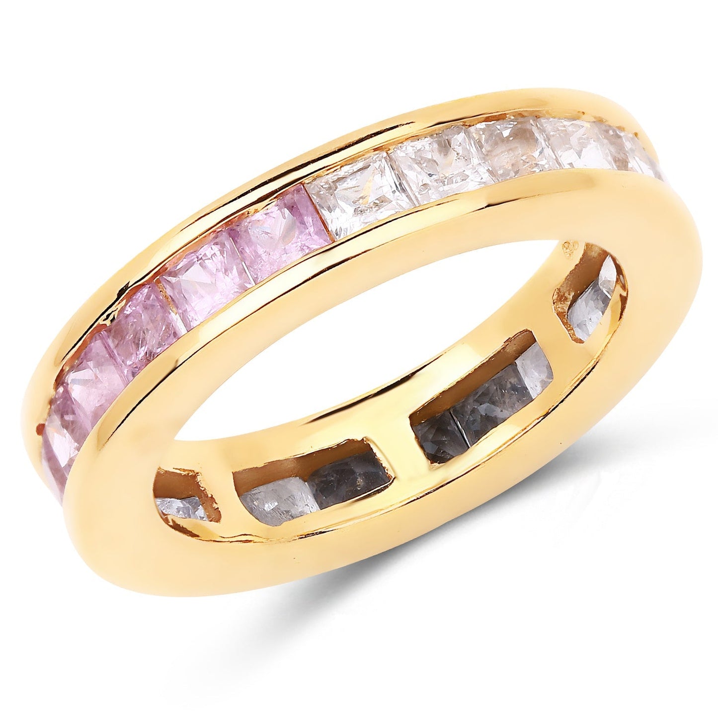 14K Yellow Gold Plated 4.32 Carat Genuine Multi Sapphire .925 Sterling Silver Ring Bids.com