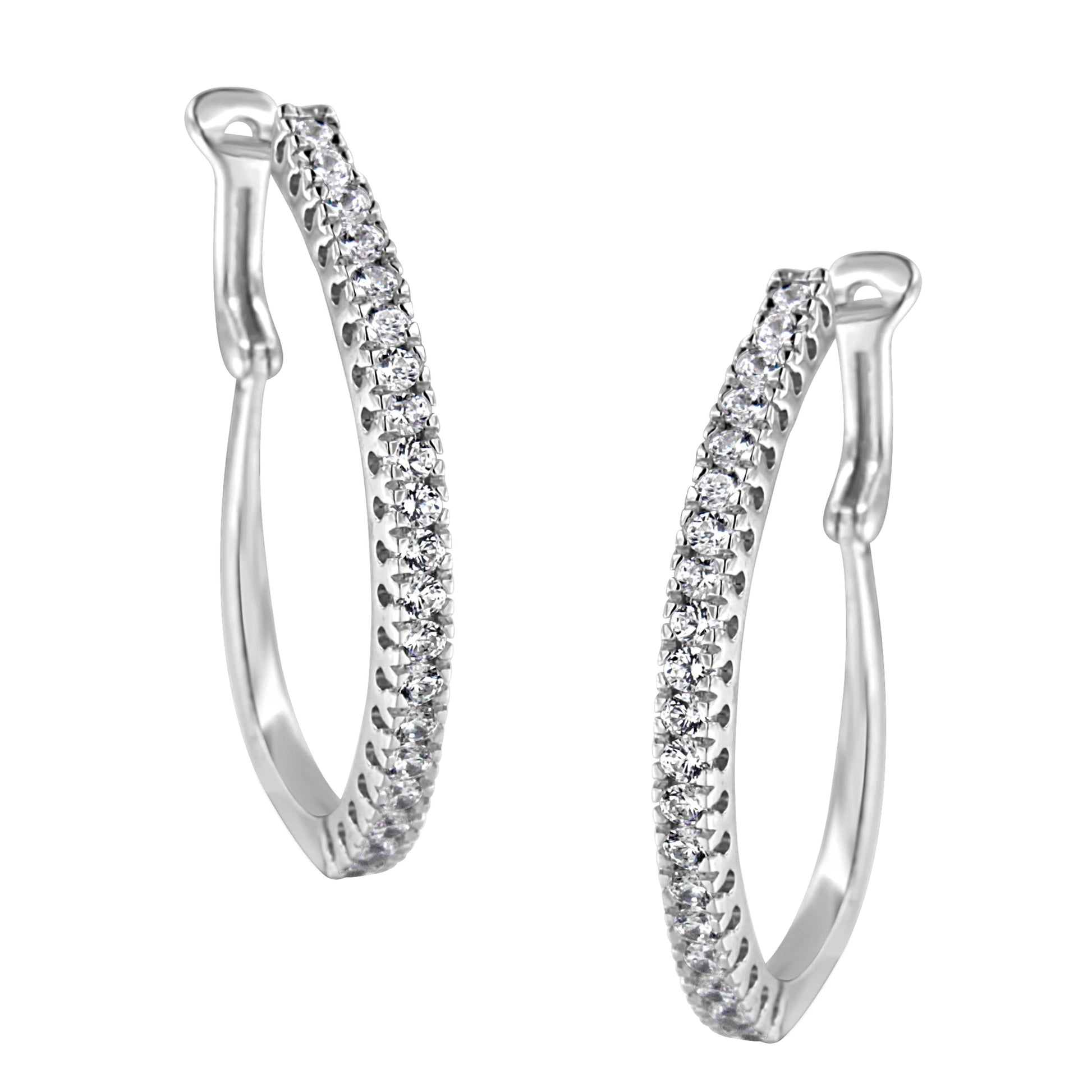 10KT White Gold 1 cttw Diamond Hoop Earrings (I-J Clarity, I2-I3 Color) Bids.com